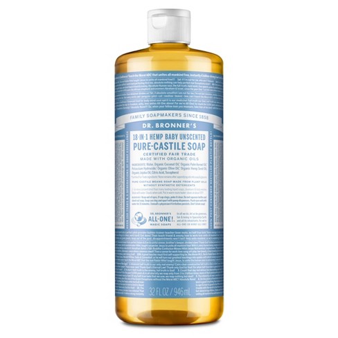 Dr. Bronner's, Hemp, Soap, Unscented, Multi-Purpose